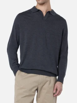 Anthrazitfarbenes Poloshirt Covent aus Merinowolle für Herren