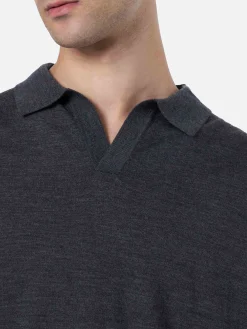 Anthrazitfarbenes Poloshirt Covent aus Merinowolle für Herren