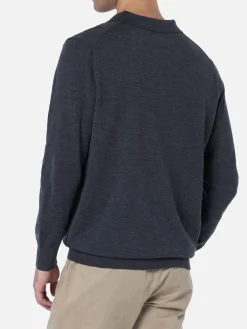 Anthrazitfarbenes Poloshirt Covent aus Merinowolle für Herren