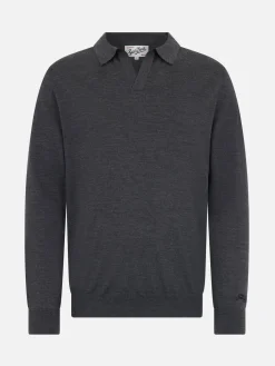 Anthrazitfarbenes Poloshirt Covent aus Merinowolle für Herren