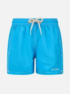Aquablaue mittellange Badeshorts für Jungen Patmos Jr