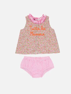 Baby Hanna Rose Baumwollkleid Abbie mit Oberteil und Pumphose | HERGESTELLT AUS LIBERTY-STOFF