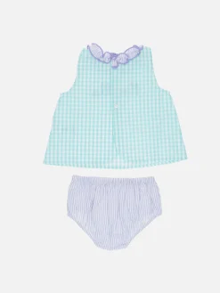 Baby-Gingham-Baumwollkleid Abbie mit Oberteil und Pumphose