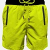 Badeshorts aus hellem, fluogelbem Stoff mit Reißverschluss