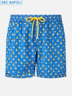 Badeshorts aus leichtem Stoff für Herren mit Ducky- und Napoli-Logo-Aufdruck | SSC NAPOLI SPECIAL EDITION