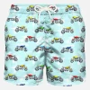 Badeshorts aus leichtem Stoff mit Motorradprint