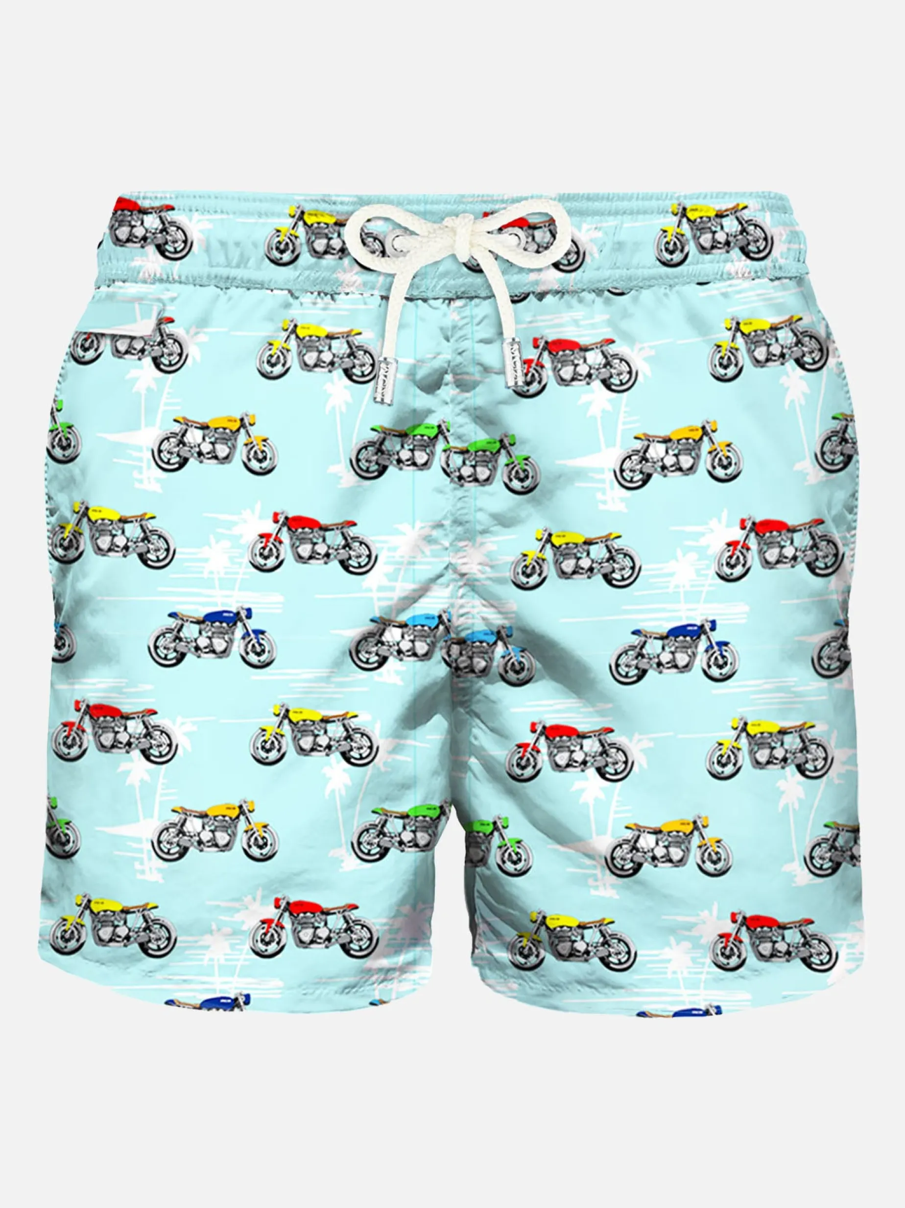 Badeshorts aus leichtem Stoff mit Motorradprint