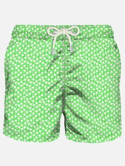 Badeshorts aus leichtem Stoff mit Palmenmuster