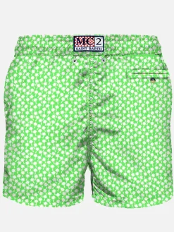 Badeshorts aus leichtem Stoff mit Palmenmuster