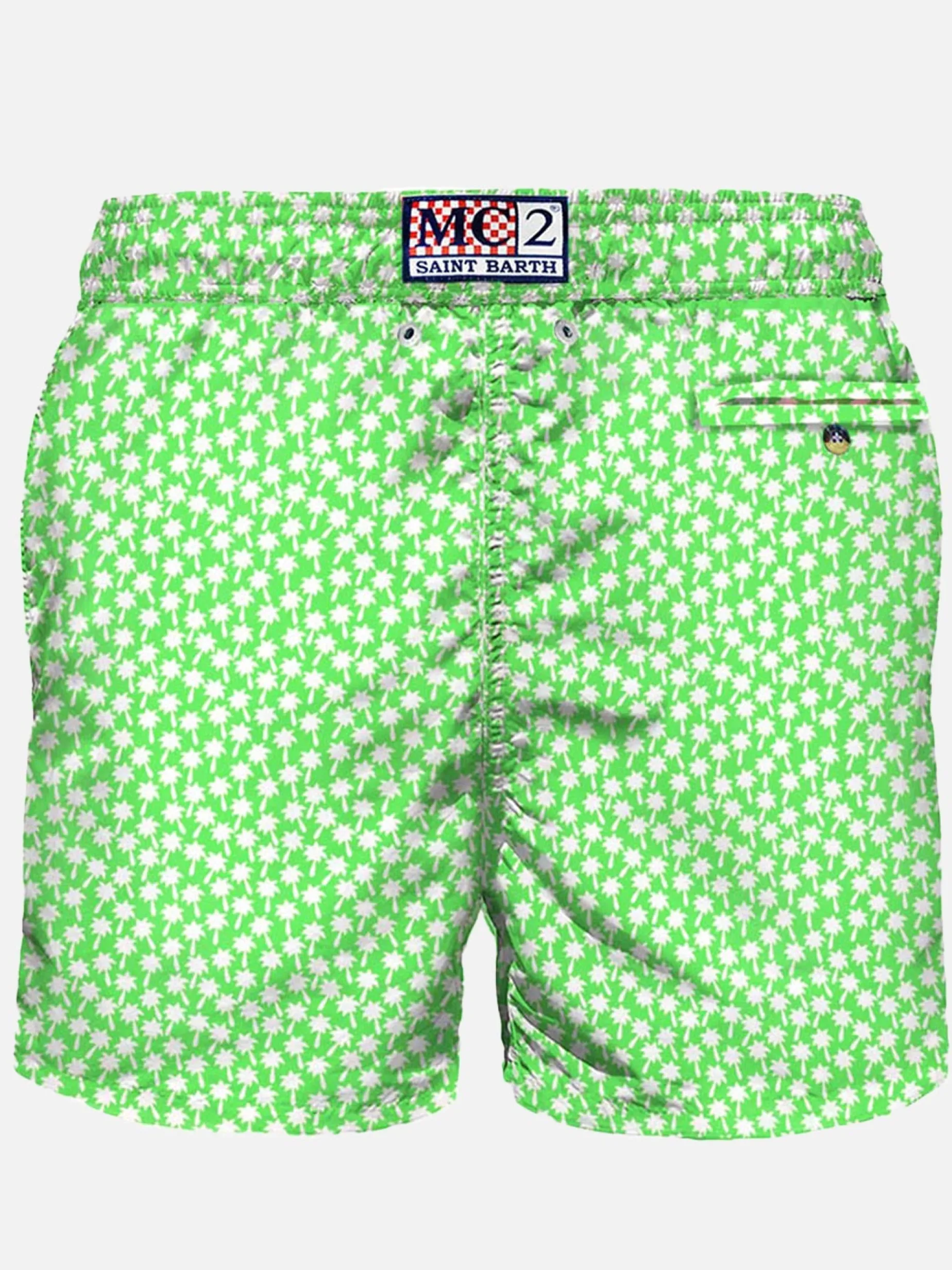 Badeshorts aus leichtem Stoff mit Palmenmuster
