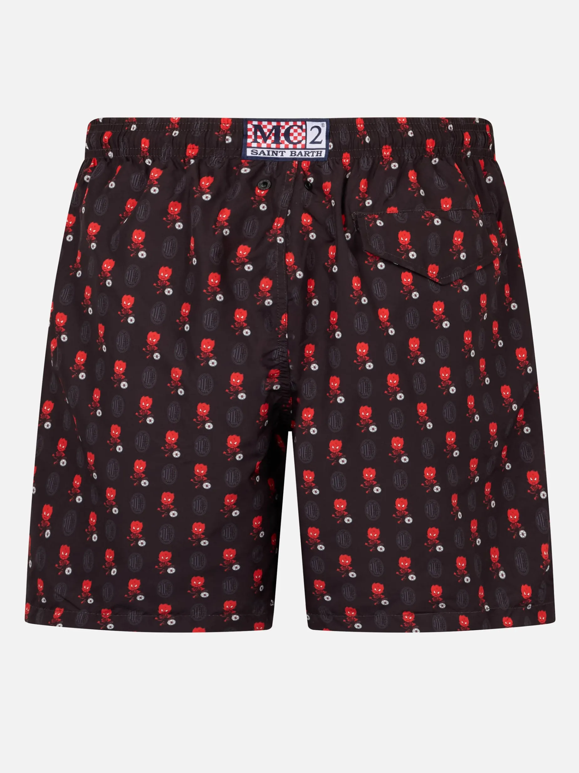 Badeshorts aus leichtem Stoff für Herren mit Milan-Logo-Aufdruck und Patch | AC MILAN SPECIAL EDITION
