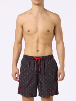 Badeshorts aus leichtem Stoff für Herren mit Milan-Logo-Aufdruck und Patch | AC MILAN SPECIAL EDITION