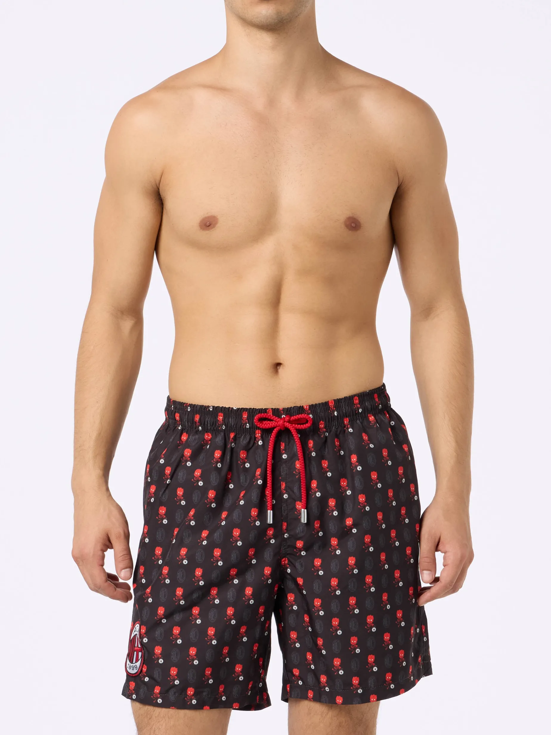Badeshorts aus leichtem Stoff für Herren mit Milan-Logo-Aufdruck und Patch | AC MILAN SPECIAL EDITION