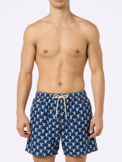 Badeshorts aus leichtem Stoff für Herren mit aufgedrucktem Lazio-Logo | SS LAZIO SPECIAL EDITION