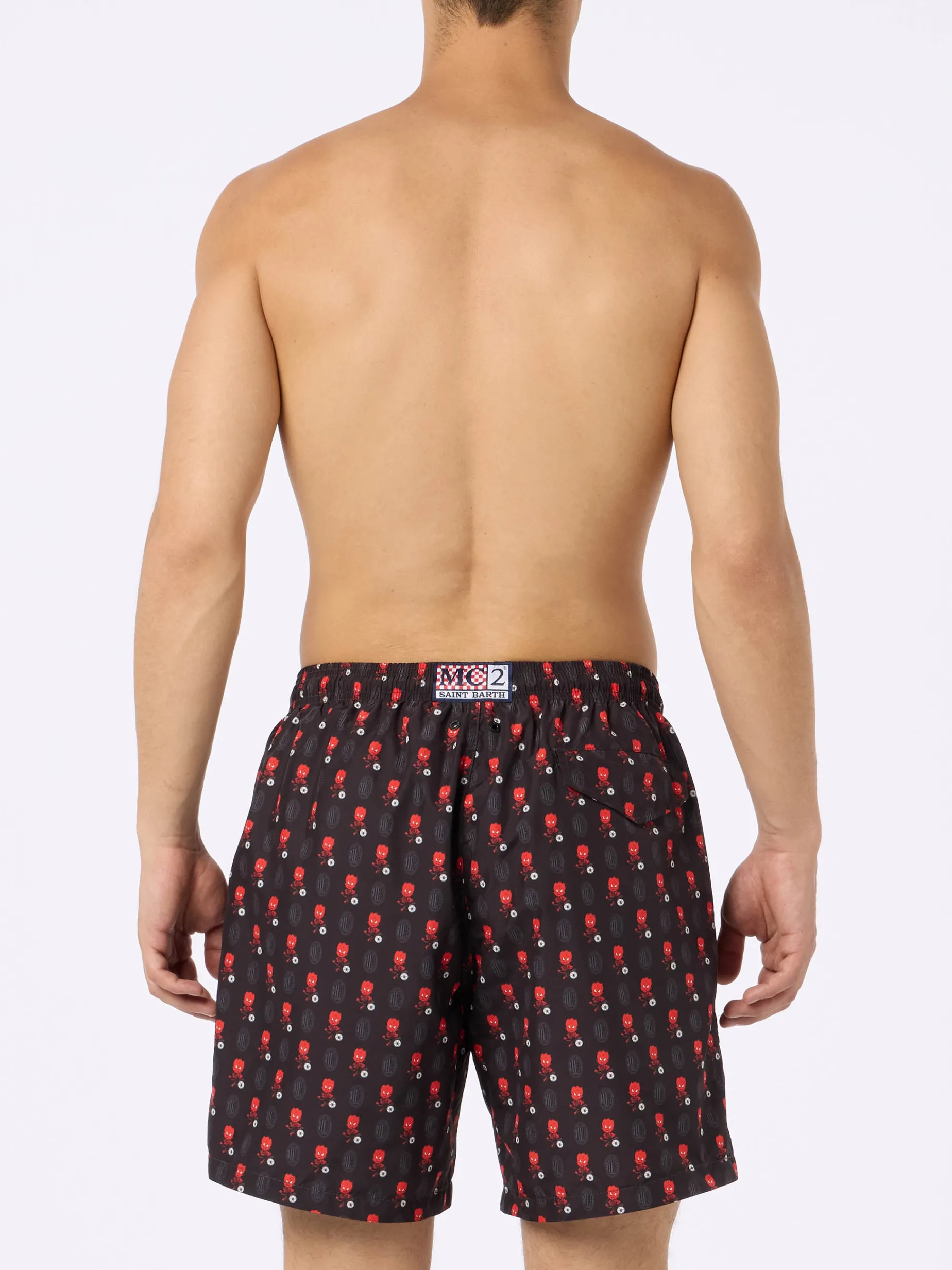 Badeshorts aus leichtem Stoff für Herren mit Milan-Logo-Aufdruck und Patch | AC MILAN SPECIAL EDITION