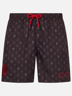 Badeshorts aus leichtem Stoff für Herren mit Milan-Logo-Aufdruck und Patch | AC MILAN SPECIAL EDITION