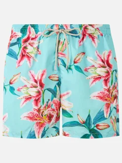 Badeshorts für Herren aus leichtem Stoff „Lighting“ mit tropischem Blumen-Print