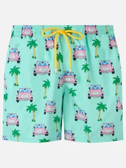 Badeshorts für Herren aus leichtem Stoff Lighting mit Geländewagen-Aufdruck