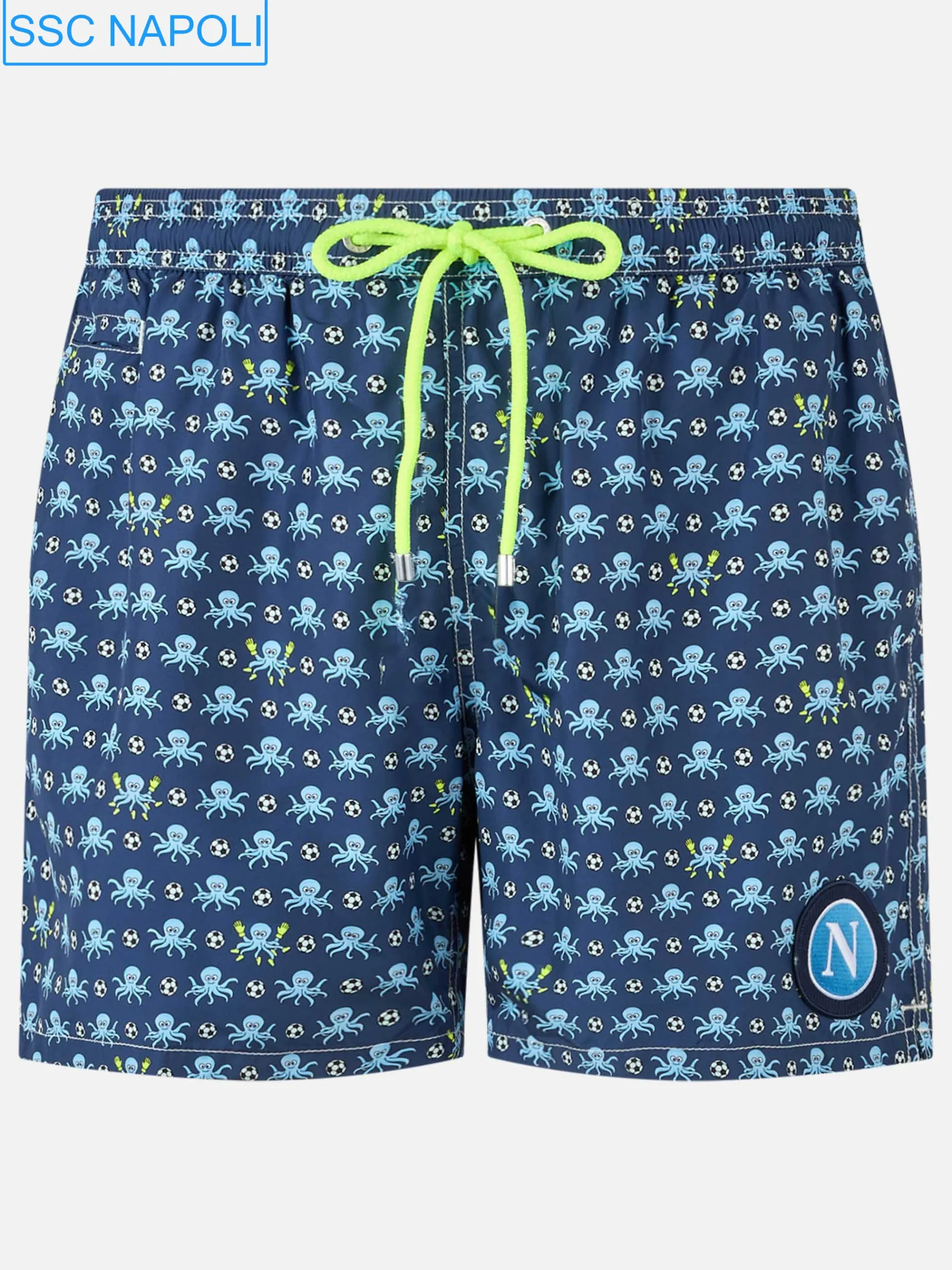Badeshorts für Herren aus leichtem Stoff mit Tintenfisch- und Napoli-Logo-Aufdruck | SSC NAPOLI SPECIAL EDITION