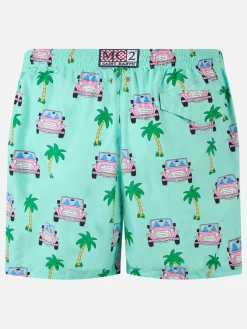 Badeshorts für Herren aus leichtem Stoff Lighting mit Geländewagen-Aufdruck
