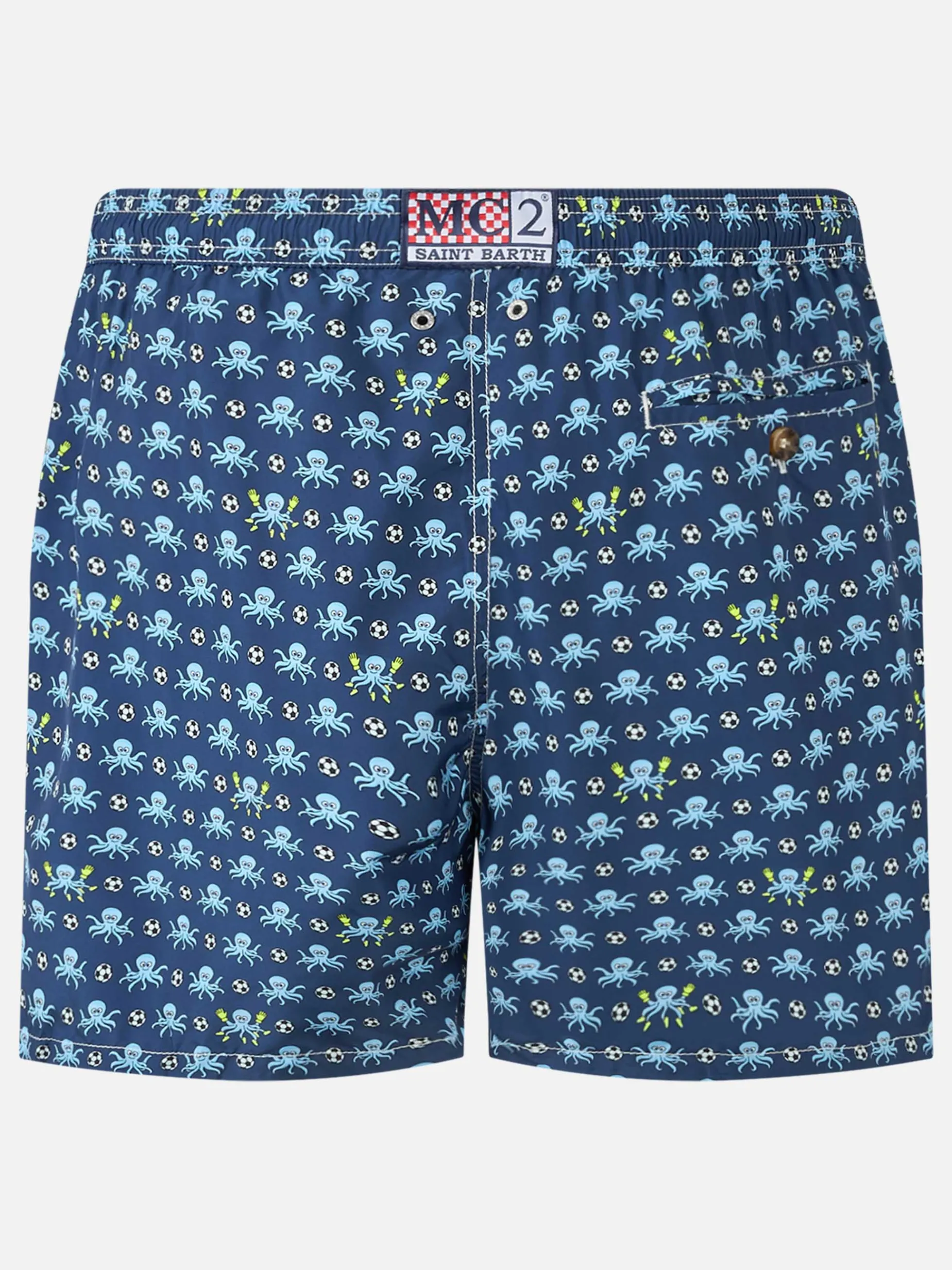 Badeshorts für Herren aus leichtem Stoff mit Tintenfisch- und Napoli-Logo-Aufdruck | SSC NAPOLI SPECIAL EDITION
