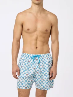 Badeshorts für Herren aus leichtem Stoff mit Crab Party- und Napoli-Logo-Aufdruck | SSC NAPOLI SPECIAL EDITION