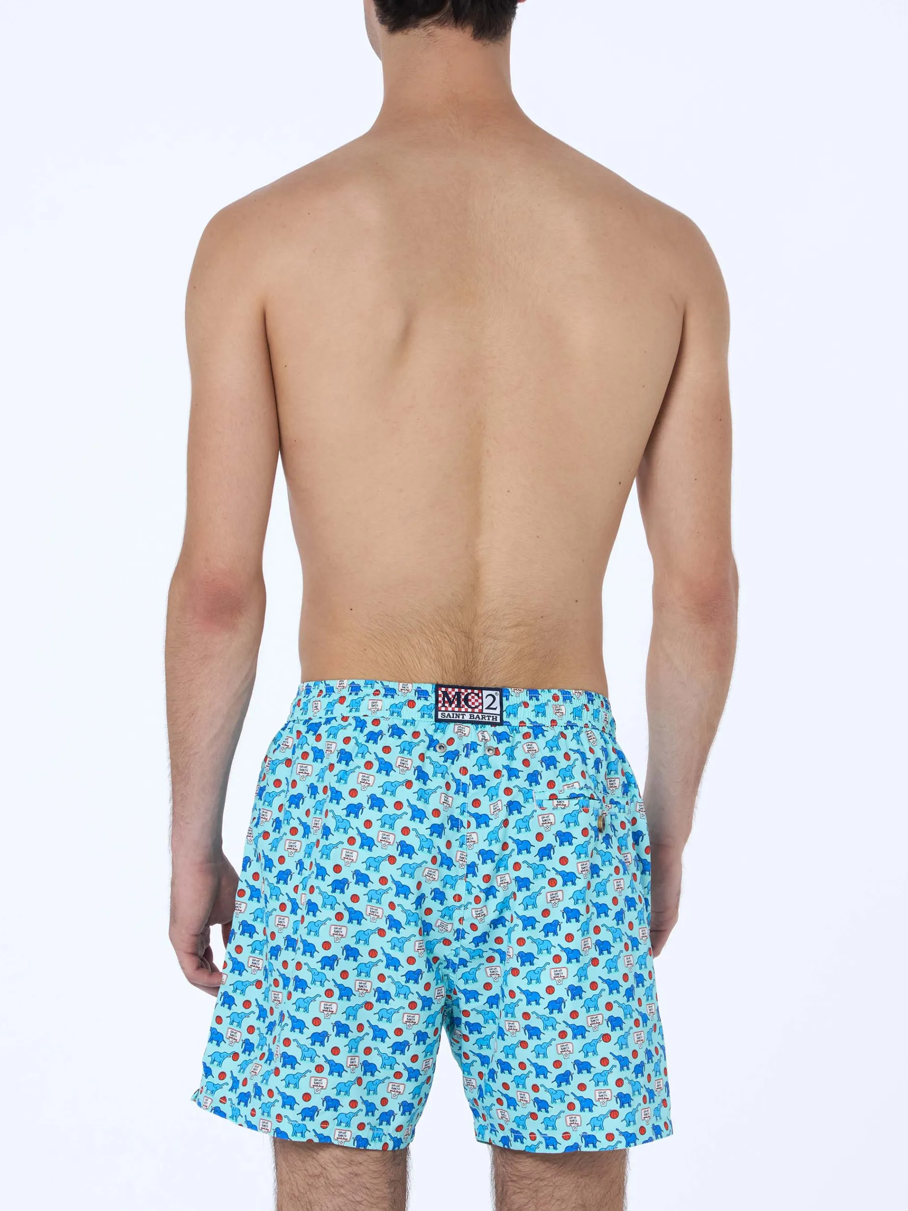 Badeshorts für Herren aus leichtem Stoff Lighting Micro Fantasy mit Elefanten-Print
