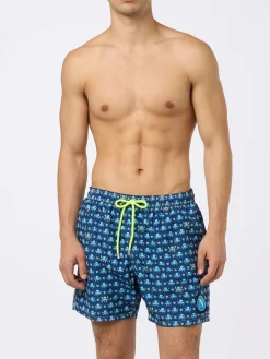 Badeshorts für Herren aus leichtem Stoff mit Tintenfisch- und Napoli-Logo-Aufdruck | SSC NAPOLI SPECIAL EDITION