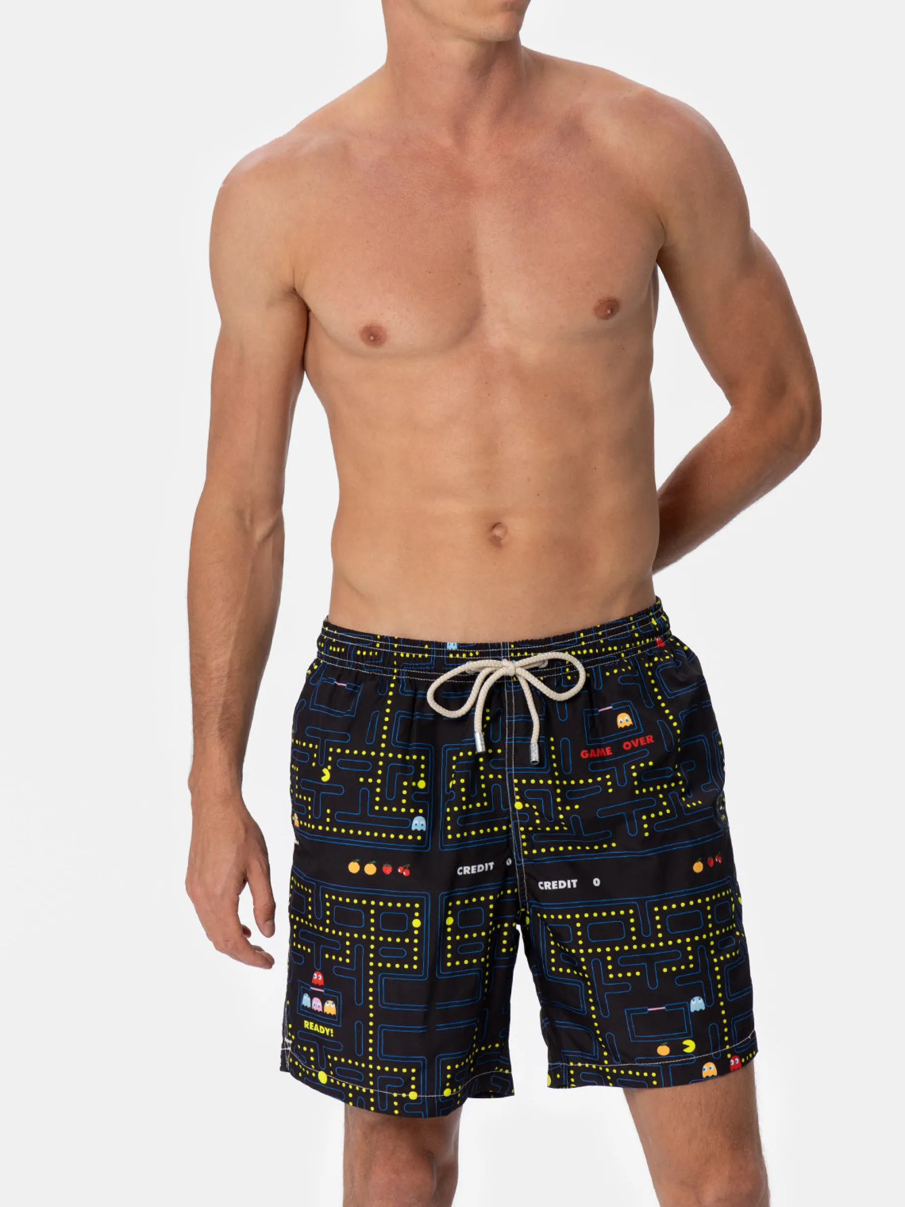 Badeshorts für Herren aus leichtem Stoff Lighting mit Pac-Man-Aufdruck | PAC-MAN SPECIAL EDITION