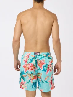 Badeshorts für Herren aus leichtem Stoff „Lighting“ mit tropischem Blumen-Print