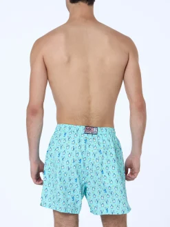 Badeshorts für Herren aus leichtem Stoff Lighting Micro Fantasy mit Pinguin-Print