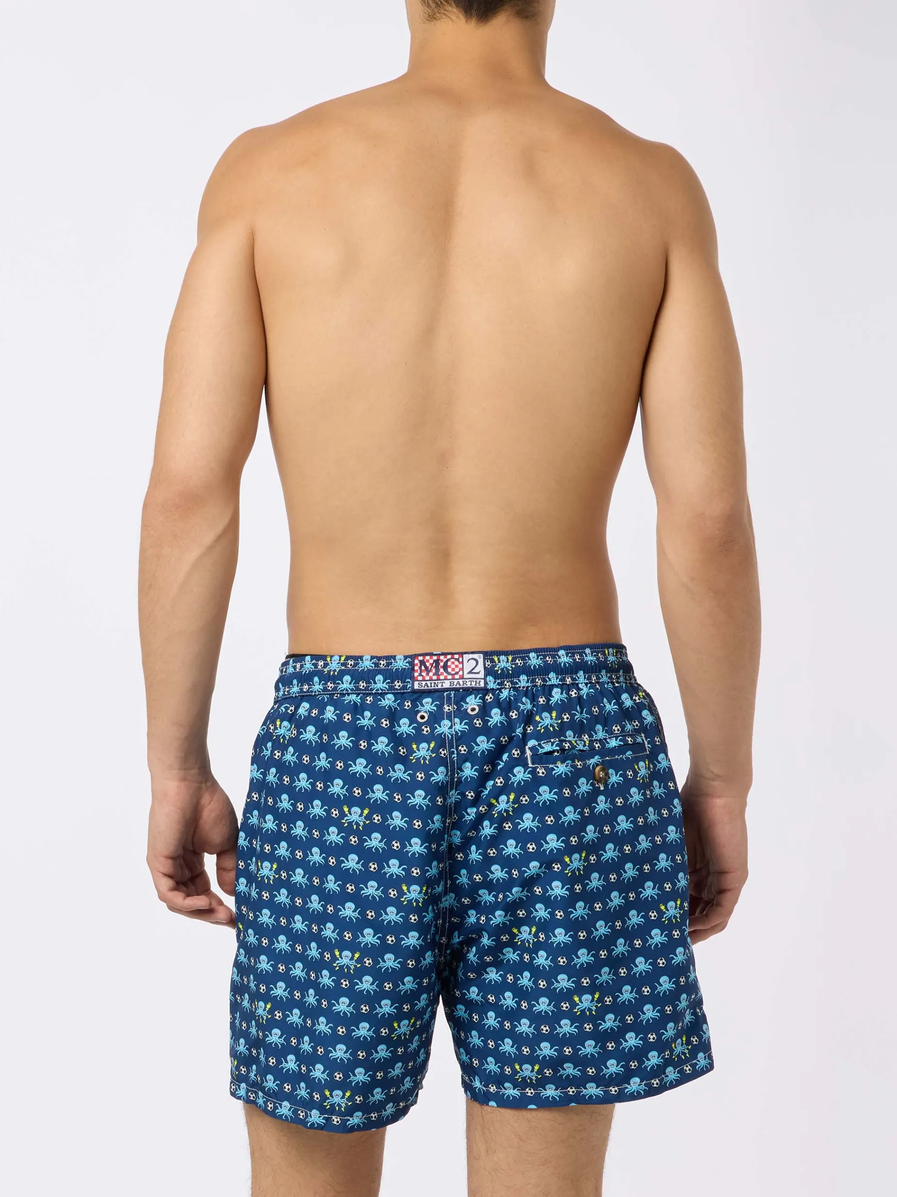 Badeshorts für Herren aus leichtem Stoff mit Tintenfisch- und Napoli-Logo-Aufdruck | SSC NAPOLI SPECIAL EDITION
