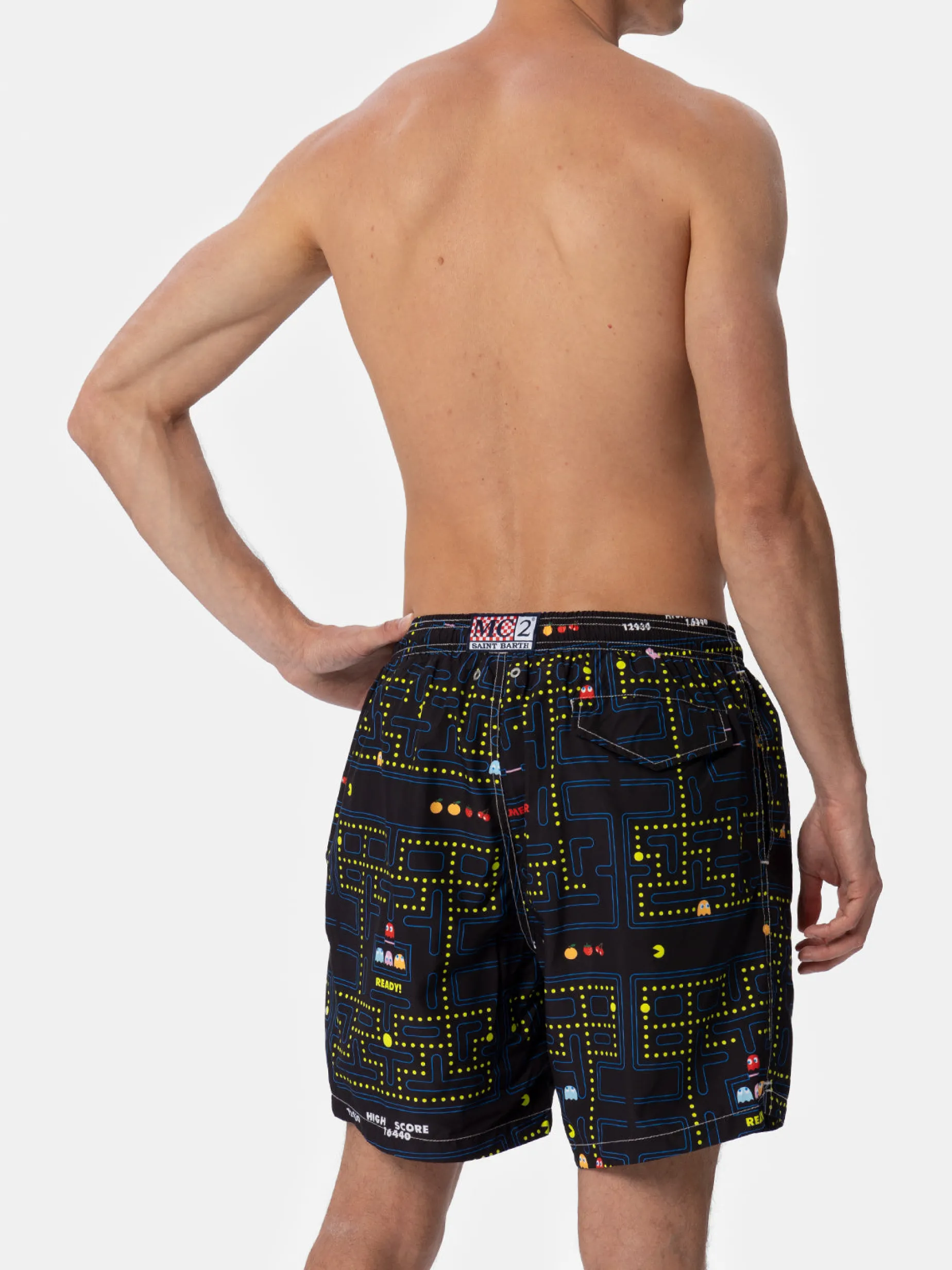 Badeshorts für Herren aus leichtem Stoff Lighting mit Pac-Man-Aufdruck | PAC-MAN SPECIAL EDITION