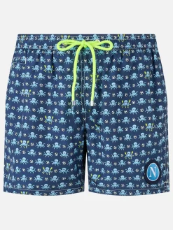 Badeshorts für Herren aus leichtem Stoff mit Tintenfisch- und Napoli-Logo-Aufdruck | SSC NAPOLI SPECIAL EDITION