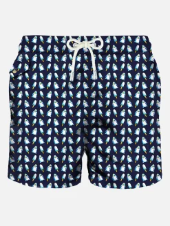 Badeshorts für Herren mit Pinguin-Mikrodruck