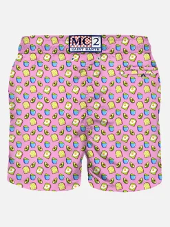 Badeshorts für Herren mit Avocado-Toast-Aufdruck