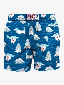 Badeshorts für Herren mit Basset Hound-Motiv