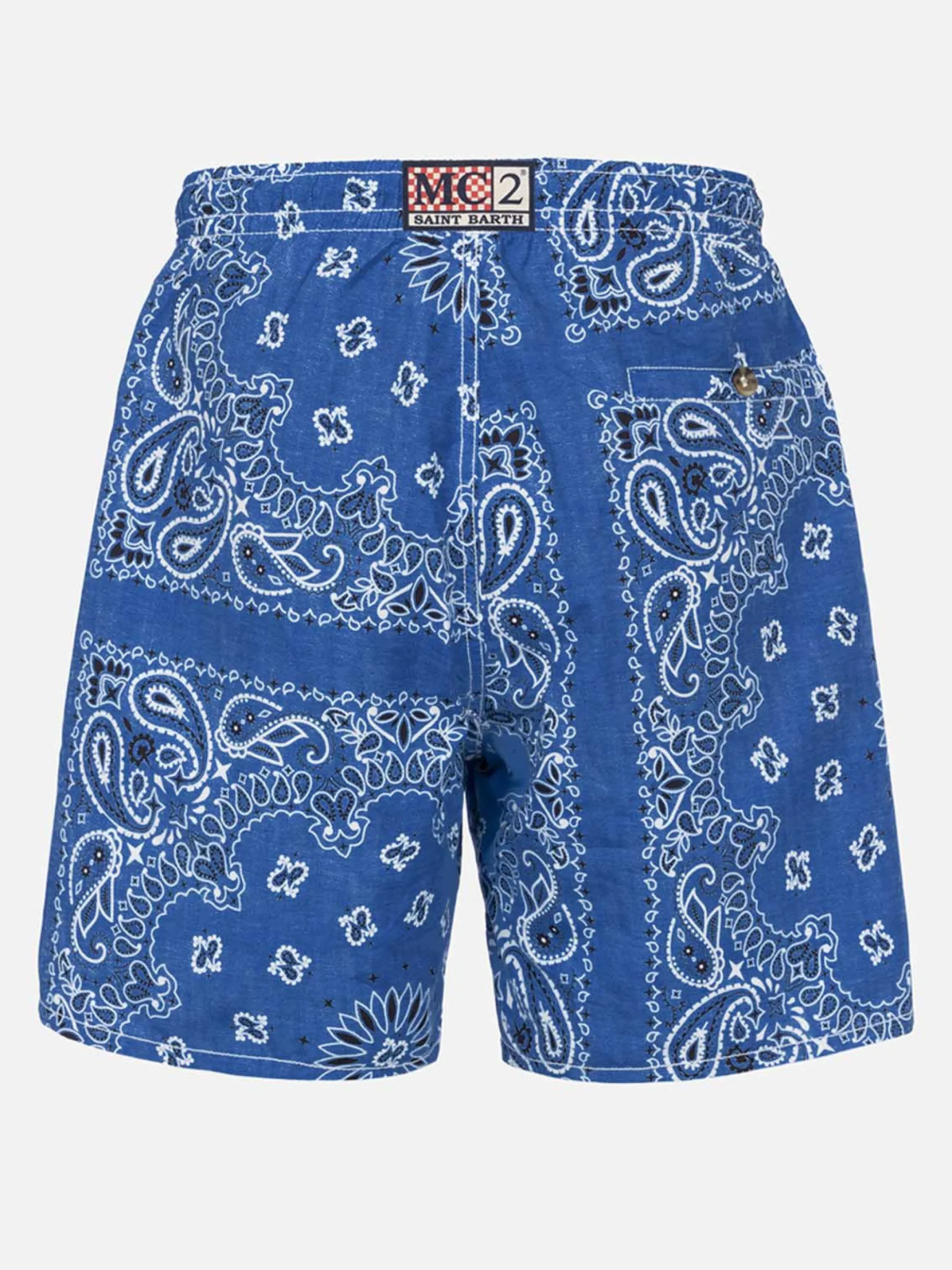 Badeshorts für Herren mit Bandana-Print aus Denim