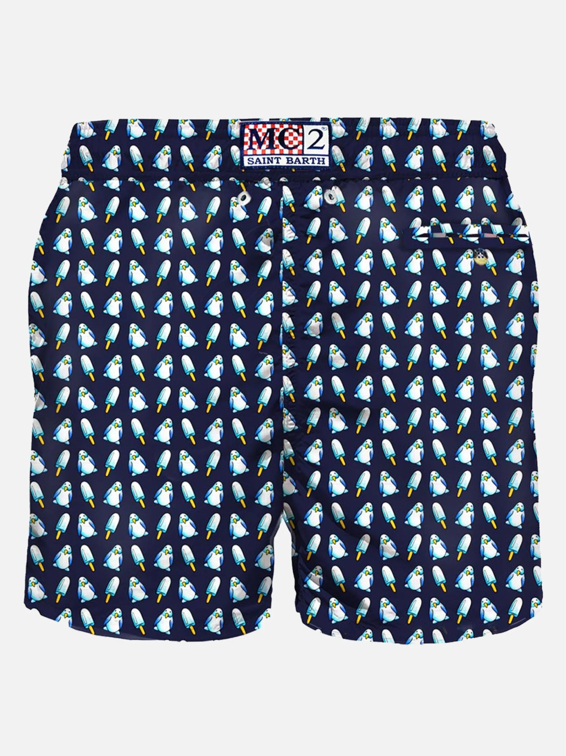 Badeshorts für Herren mit Pinguin-Mikrodruck
