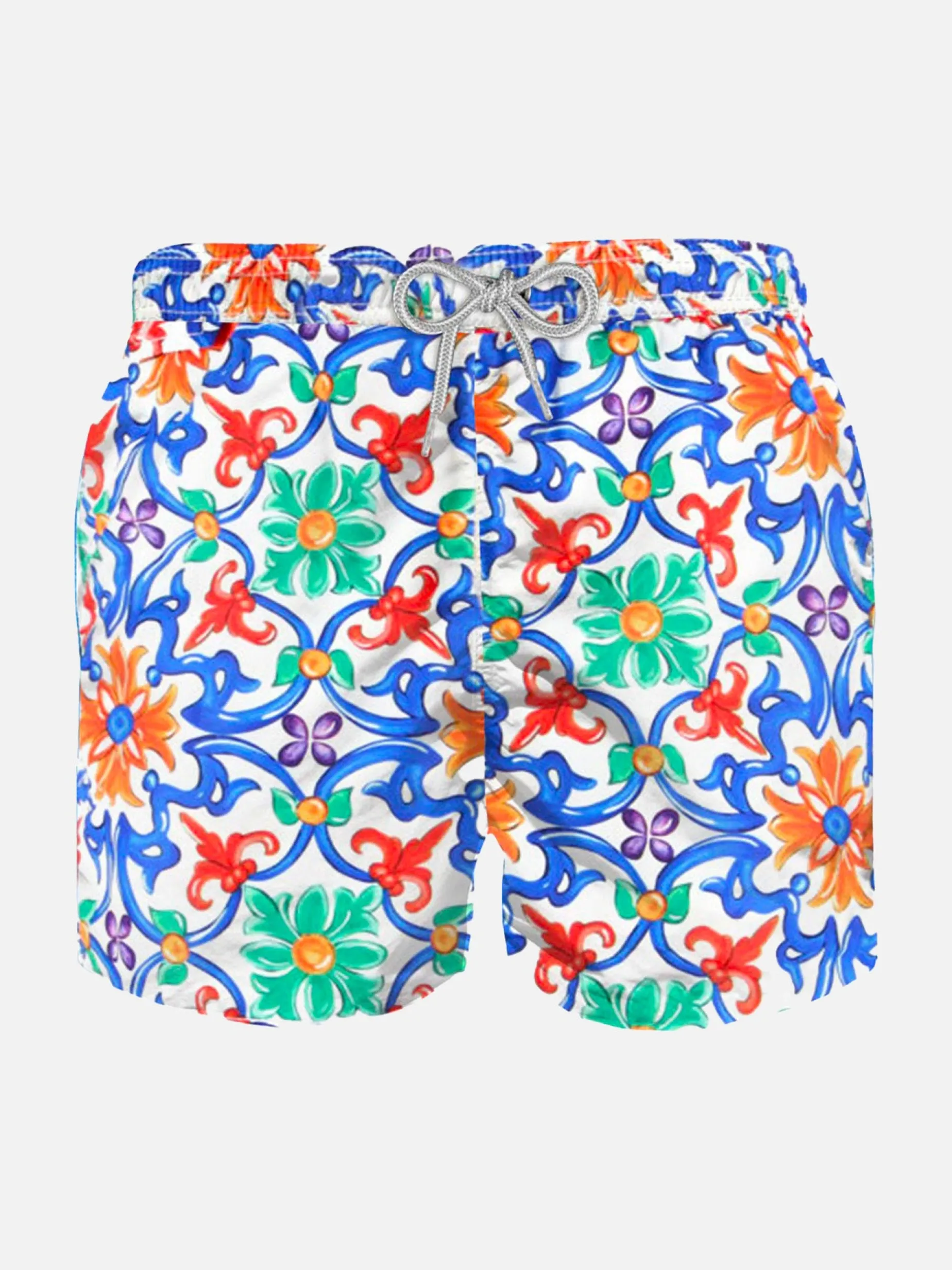 Badeshorts für Jungen aus leichtem Stoff mit Majolika-Print