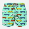Badeshorts für Jungen aus leichtem Stoff mit mehrfarbigem Autodruck