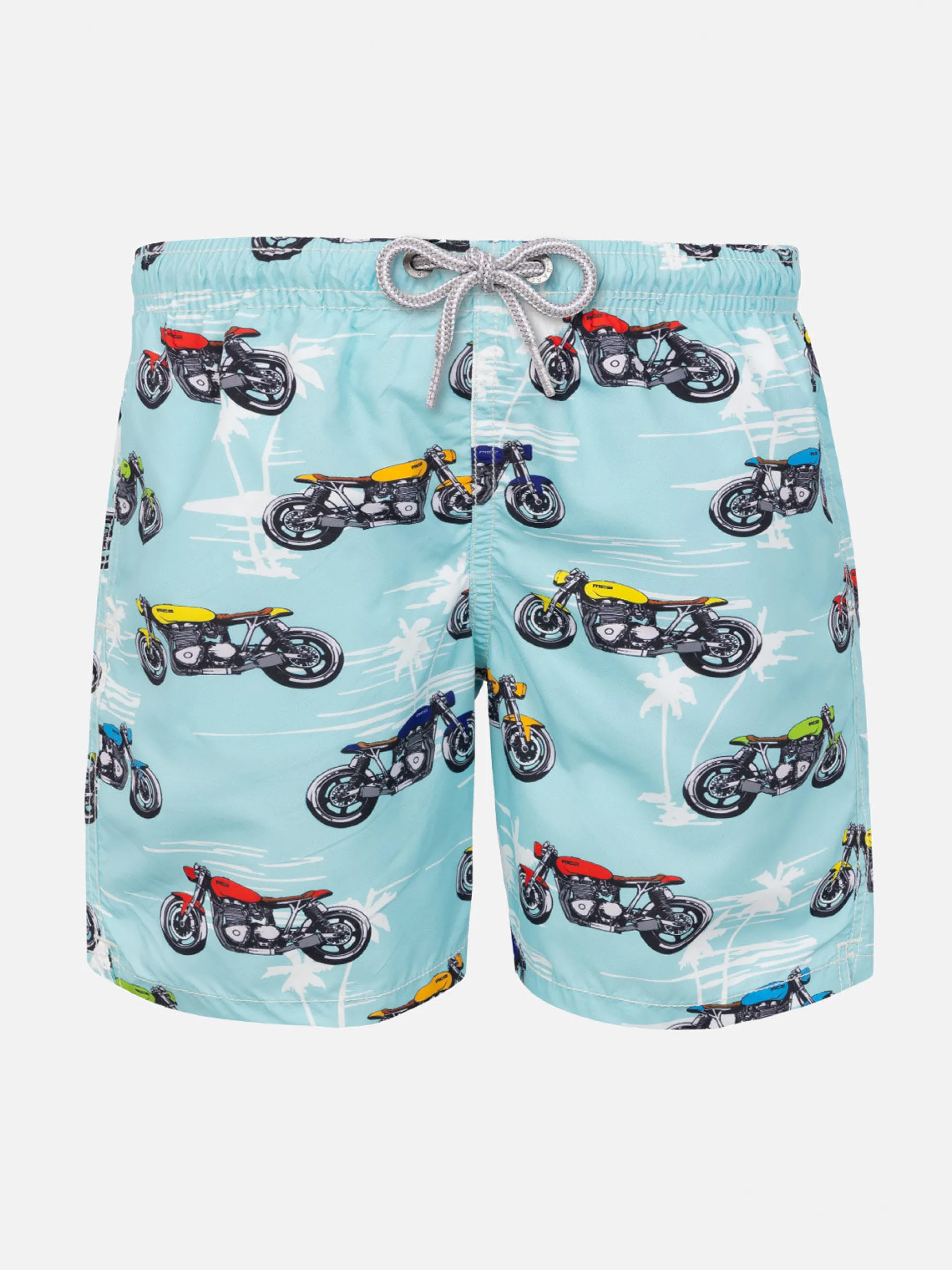 Badeshorts für Jungen aus leichtem Stoff mit Motorradaufdruck