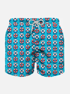 Badeshorts für Jungen aus leichtem Stoff mit Lifesaver-Aufdruck
