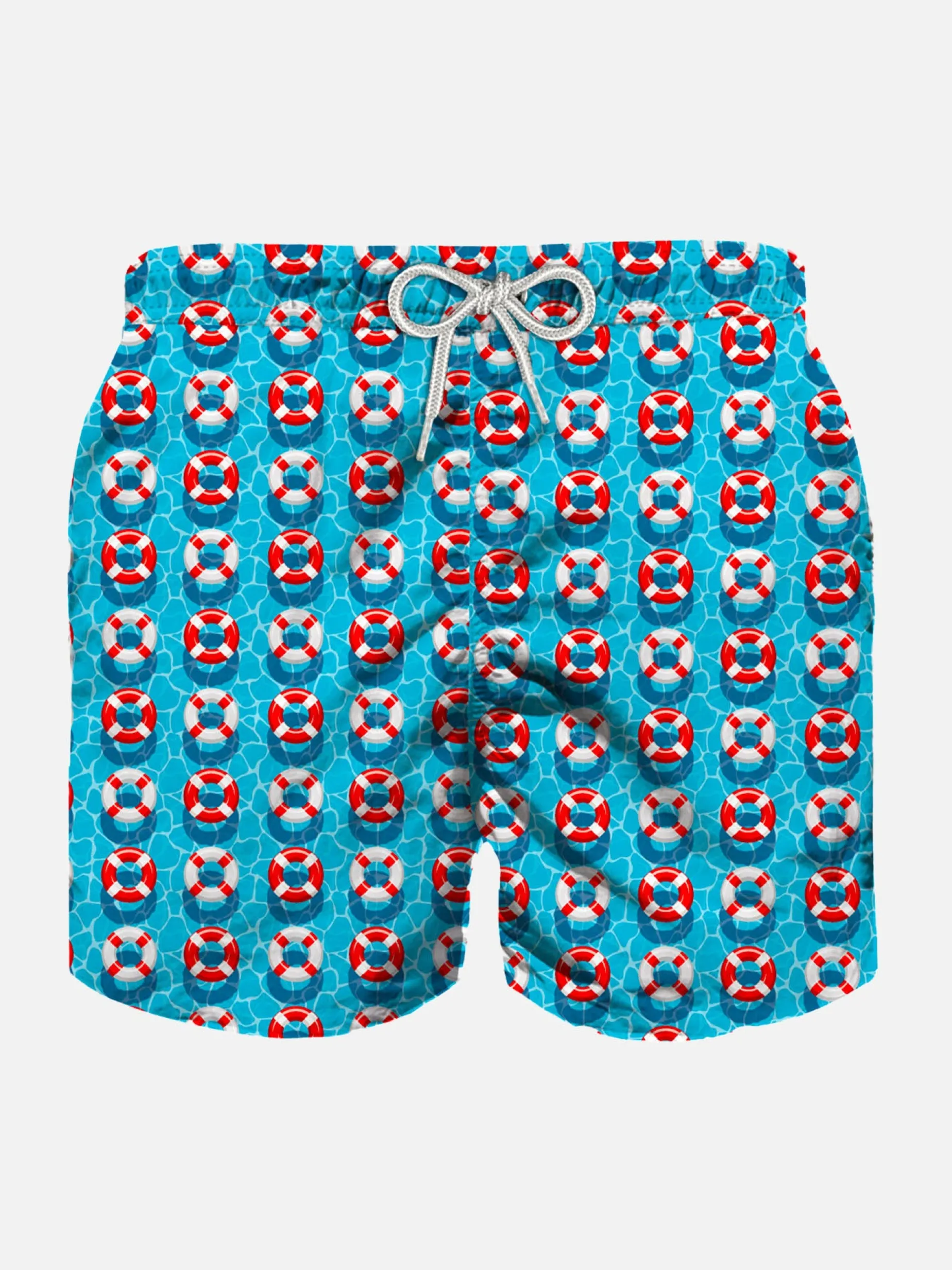 Badeshorts für Jungen aus leichtem Stoff mit Lifesaver-Aufdruck
