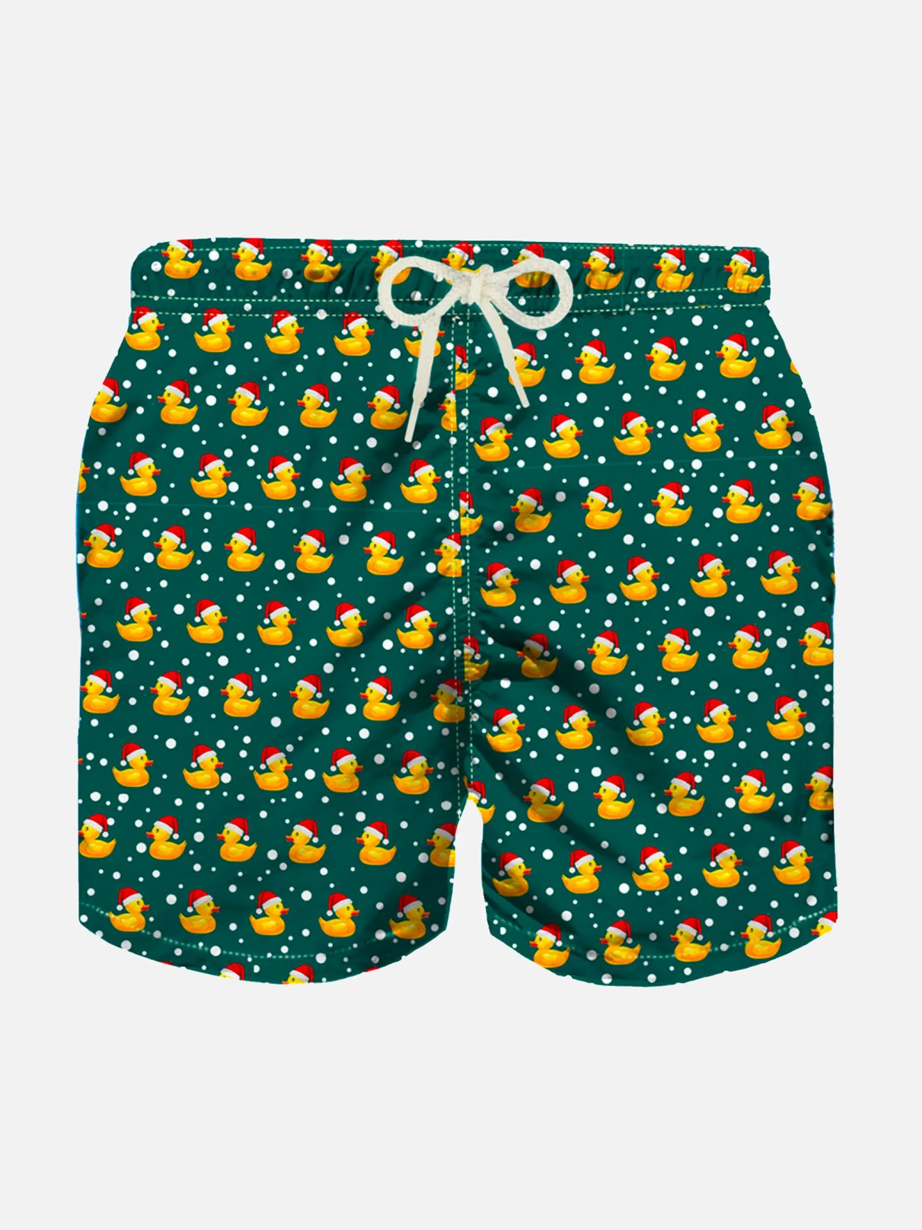 Badeshorts für Jungen aus leichtem Stoff mit weihnachtlichem Enten-Print