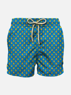 Badeshorts für Jungen aus leichtem Stoff mit Weihnachtsenten-Aufdruck