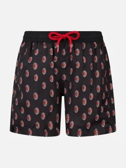 Badeshorts für Jungen aus leichtem Stoff mit Milan-Aufdruck | AC MILAN SPECIAL EDITION