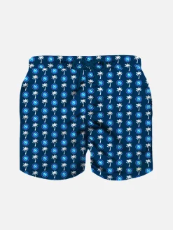Badeshorts für Jungen aus leichtem Stoff mit Napoli-Logo-Print | SSC NAPOLI SONDEREDITION