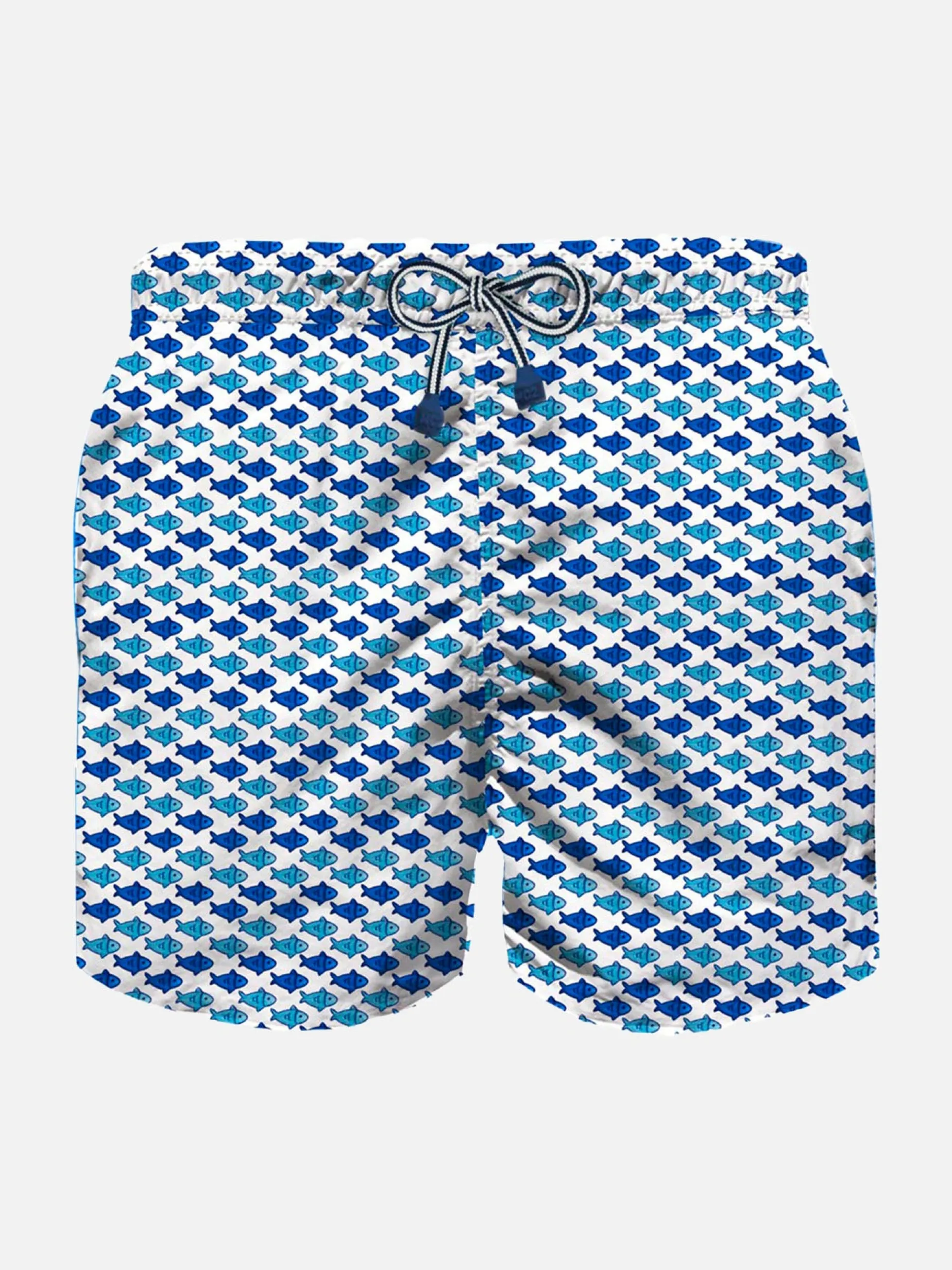 Badeshorts für Jungen aus leichtem Stoff mit Fischaufdruck