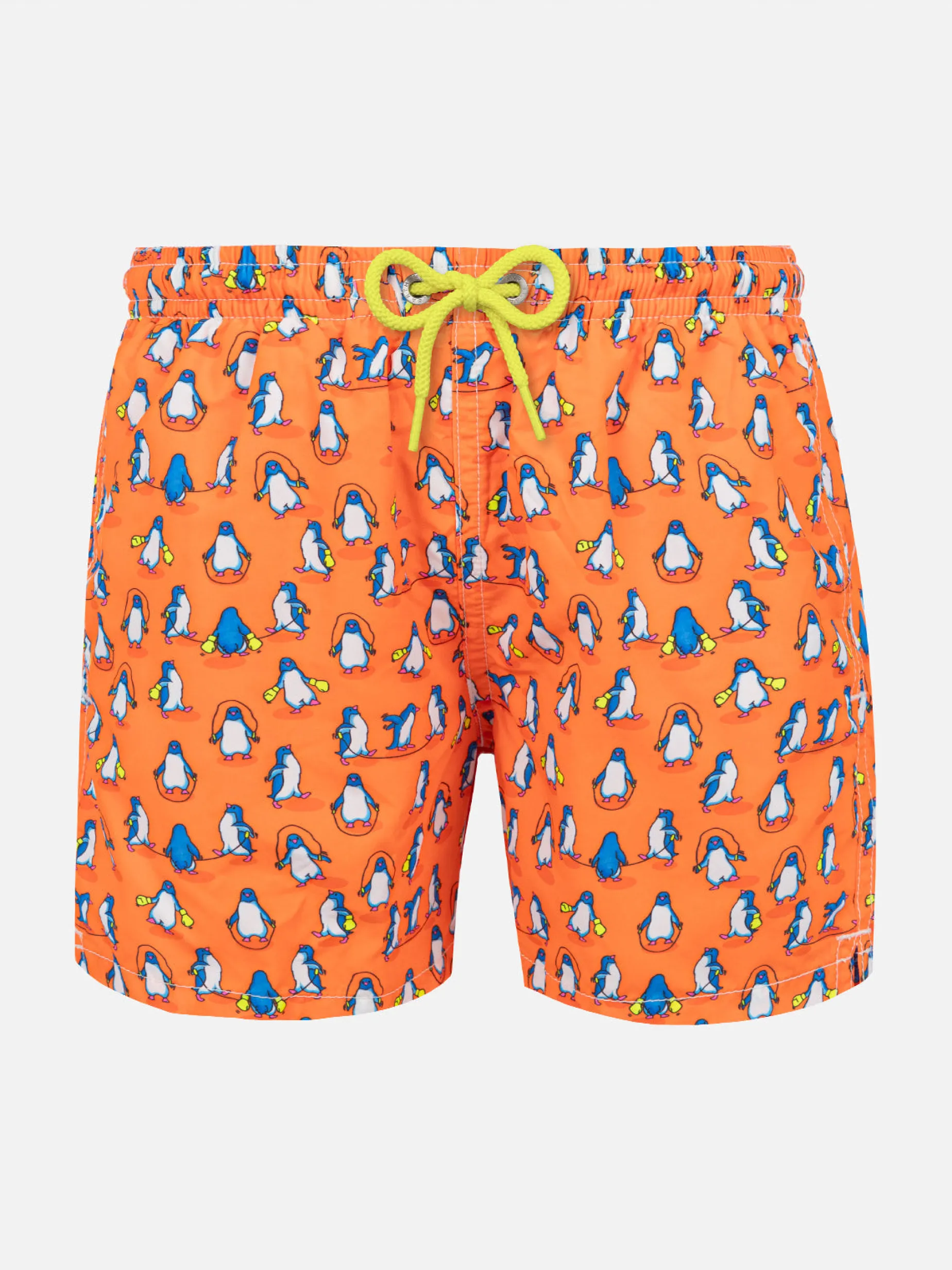 Badeshorts für Jungen aus leichtem Stoff mit Pinguin-Aufdruck